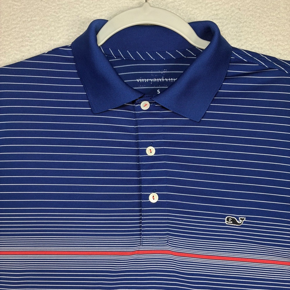 Vineyard Vines Performance Polo Shirt Men S Blue Red Striped Stretch Golf